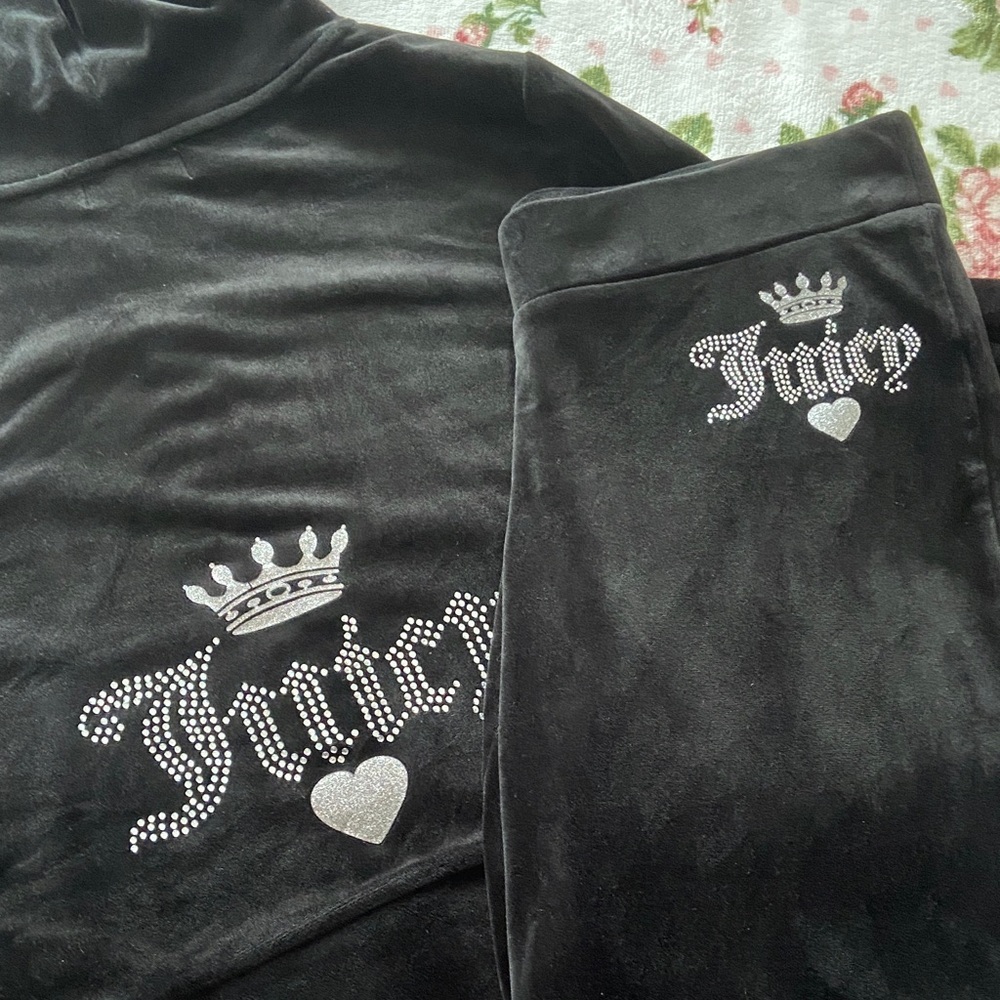 Juicy Couture Black Track Pants with Crown Design